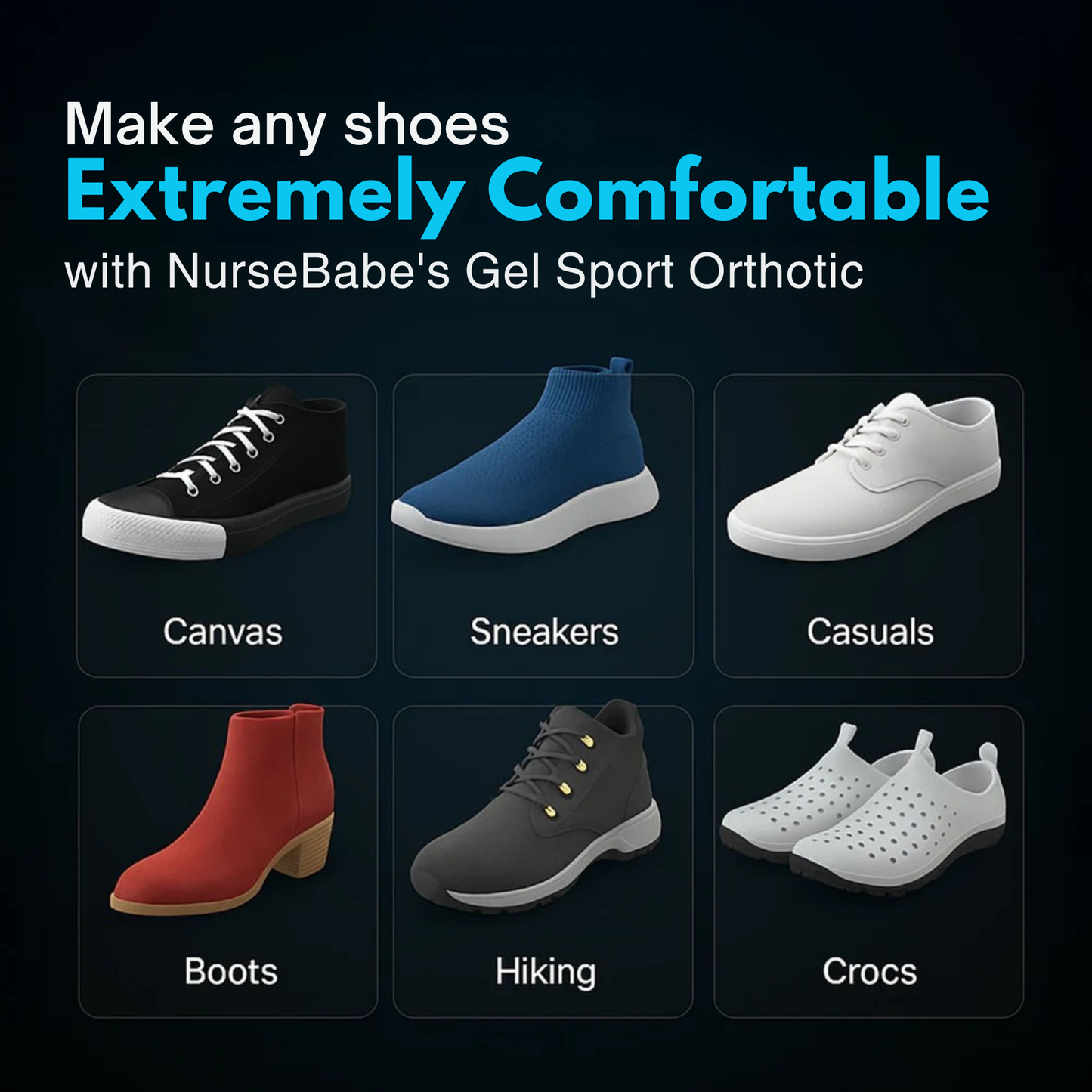 Memory-Sole Gel Sport Orthotic Insoles