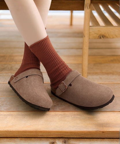 Genuine Suede Backstrap Clogs by Qomfort